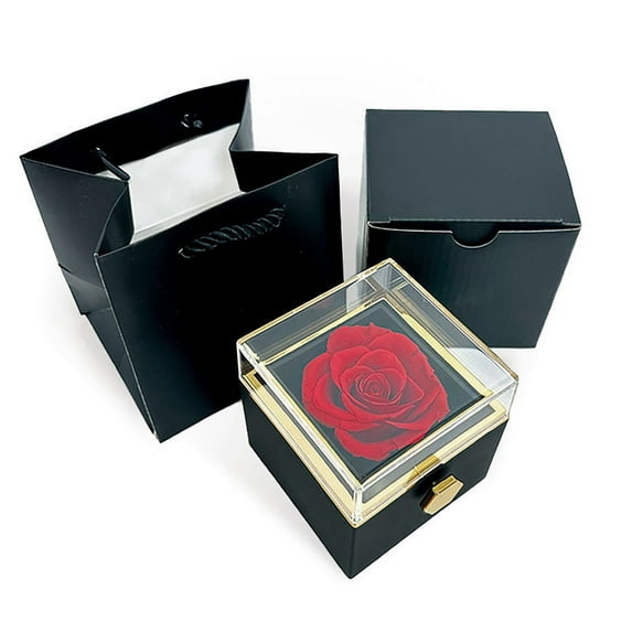 GQDIN Timeless Rose Jewelry Gift Box - Keepsake for Moms, Wives, Valentines, Birthdays & Anniversaries - Elegant Storage for Rings, Necklaces & Bracelets
