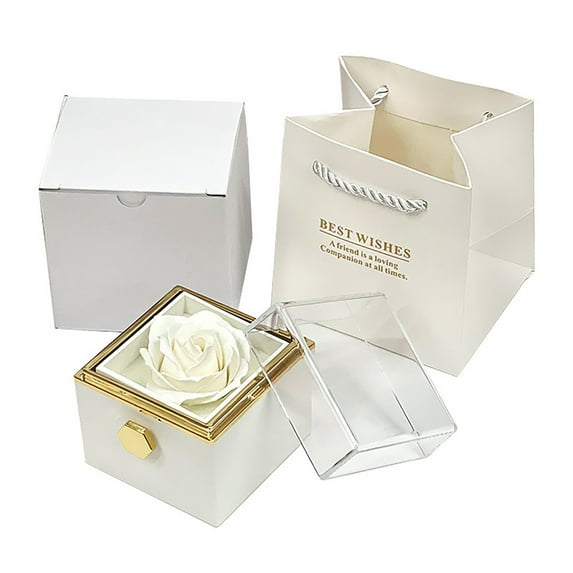 GQDIN Timeless Rose Jewelry Gift Box - Keepsake for Moms, Wives, Valentines, Birthdays & Anniversaries - Elegant Storage for Rings, Necklaces & Bracelets