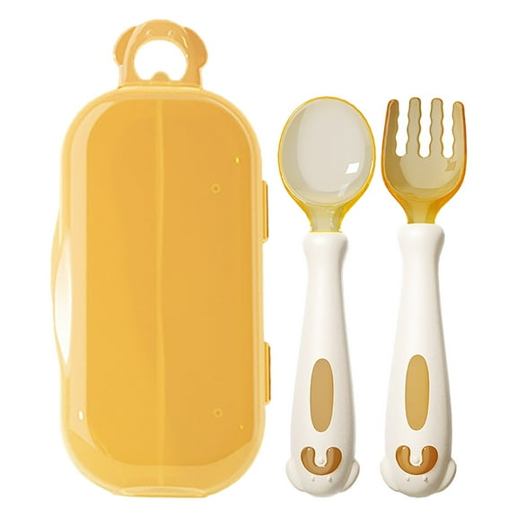 GQDIN Toddler Utensils, Toddler Self-Feeding Utensils - Baby Spoons and Forks with Silicone Bendable Handle, Easy Grip Heat-Resistant, Ideal for Baby Weaning Flatware, Kids, Stage 2