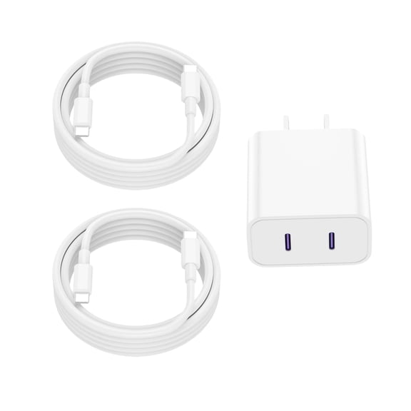 GQOHRT 20W+20W Dual USB C Fast Charging Block Adapter with 6FT USB C Cable, 2 Count 2 Pack