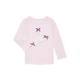 thumbnail image 1 of Garanimals Toddler Girls Holiday Gathered Shoulder Tee with Long Sleeves, Sizes 18M-5T, 1 of 3