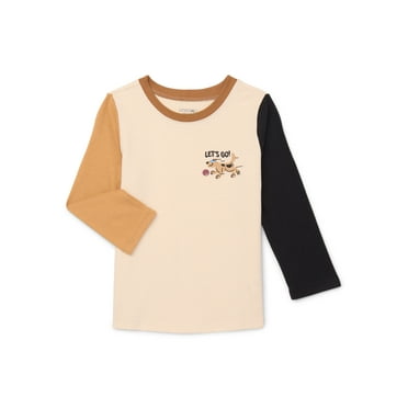 Garanimals Toddler Boys Colorblocked Graphic Tee with Long Sleeves, Sizes 18M-5T