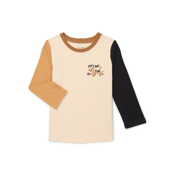Garanimals Toddler Boys Colorblocked Graphic Tee with Long Sleeves, Sizes 18M-5T