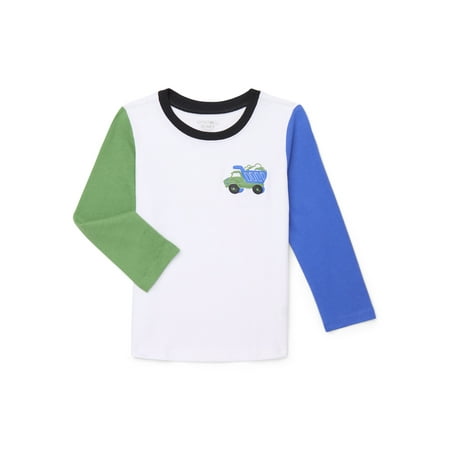 Garanimals Toddler Boys Colorblocked Graphic Tee with Long Sleeves, Sizes 18M-5T
