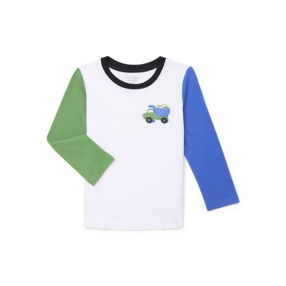 Garanimals Toddler Boys Colorblocked Graphic Tee with Long Sleeves, Sizes 18M-5T
