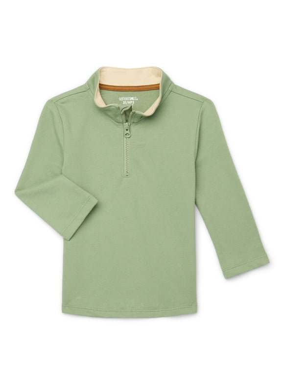 Toddler Boys Quarter Zip Pullover with Long Sleeves, Sizes 18M-5T