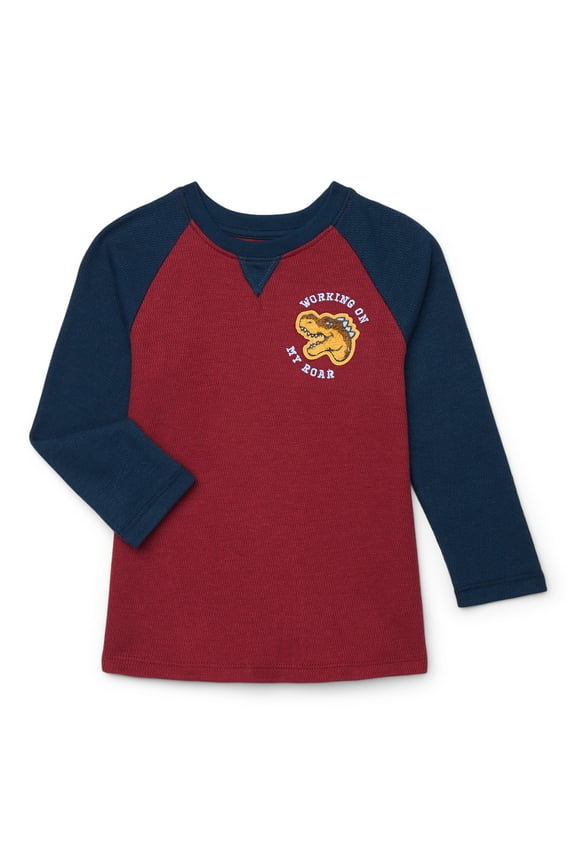 Toddler Boys Textured Raglan Tee with Long Sleeves, Sizes 18M-5T