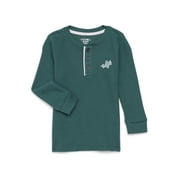 Garanimals Toddler Boys Waffle Henley Shirt with Long Sleeves, Sizes 18M-5T