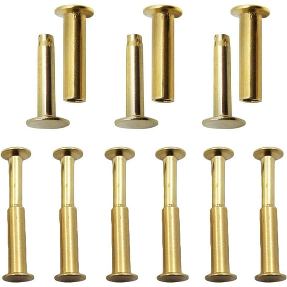 GRA 9 Sets Kitchen Knife Handle Rivet Screw Brass 5/16" x 1/2" Fixing Pin Nuts for Cutlers Cutlery Chef Knives Cutter Wooden Grip Fastener Fixer Nail Replacement Repair DIY Tools Accessories