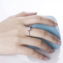 GRA Certified 1 Carat Round Moissanite Ring - 6 Prong Setting, Solid 925 Sterling Silver | VVS Quality Engagement Ring