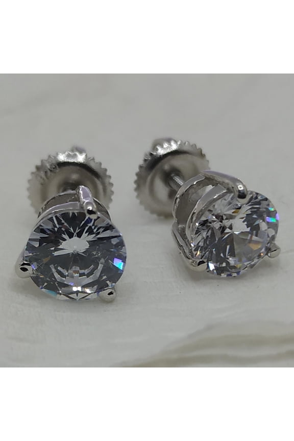 GRA Certified 2.00 Ct Round Cut Moissanite Diamond Women's Stud Earrings - 14K White Gold Plated Silver Solitaire Screw Back Earrings Mother's Day Gifts