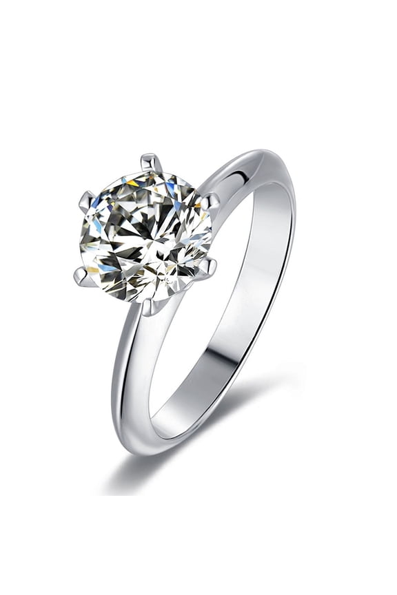 GRA Certified 2 Carat Moissanite Solitaire Ring | VVS Quality | 8mm Center Stone | 925 Sterling Silver | Engagement Ring