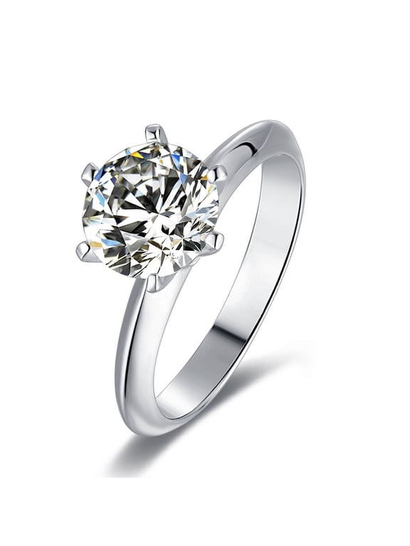 GRA Certified 2 Carat Moissanite Solitaire Ring | VVS Quality | 8mm Center Stone | 925 Sterling Silver | Engagement Ring