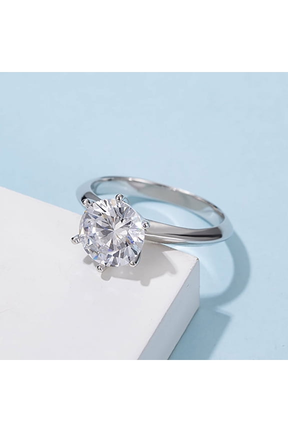 GRA Certified 3 Carat Moissanite Solitaire Ring | VVS Quality | 9.25mm Center Stone | 925 Sterling Silver | Engagement Ring