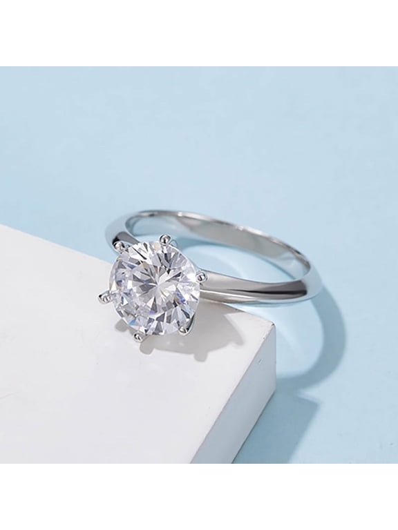 GRA Certified 3 Carat Moissanite Solitaire Ring | VVS Quality | 9.25mm Center Stone | 925 Sterling Silver | Engagement Ring