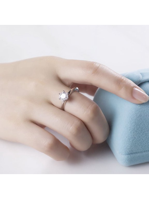 GRA Certified 6.5mm Moissanite Solitaire Ring | VVS Quality | 1 Carat Center Stone | 925 Sterling Silver