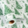 thumbnail image 1 of Kraft Christmas Wrapping Paper Roll - Green Painted Christmas Tree, Pine Cone on Wild for Christmas, New Year Celebration, Party, Holiday - Mini Roll - 17 Inch x 33 Feet, 1 of 14