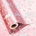 thumbnail image 1 of GRA Pink Christmas Wrapping Paper Roll-46.8 sq.ft. (17in x 33ft) Pink Santa, Sleigh, Reindeer, Snowflake with Metallic Shine for Christmas, New Year Celebration, Party, 1 of 8