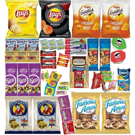 GRAB-A-SNACK 50-Snack and Candy Variety Box: Great for Parties! The Ultimate Snacking Experience Care Package - Sweet, Savory, and Everything In Between! Title Generator