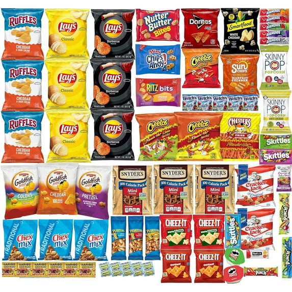 GRAB-A-SNACK 70-Snack and Candy Variety Box: Great for Parties! The Ultimate Snacking Experience Care Package - Sweet, Savory, and Everything In Between!