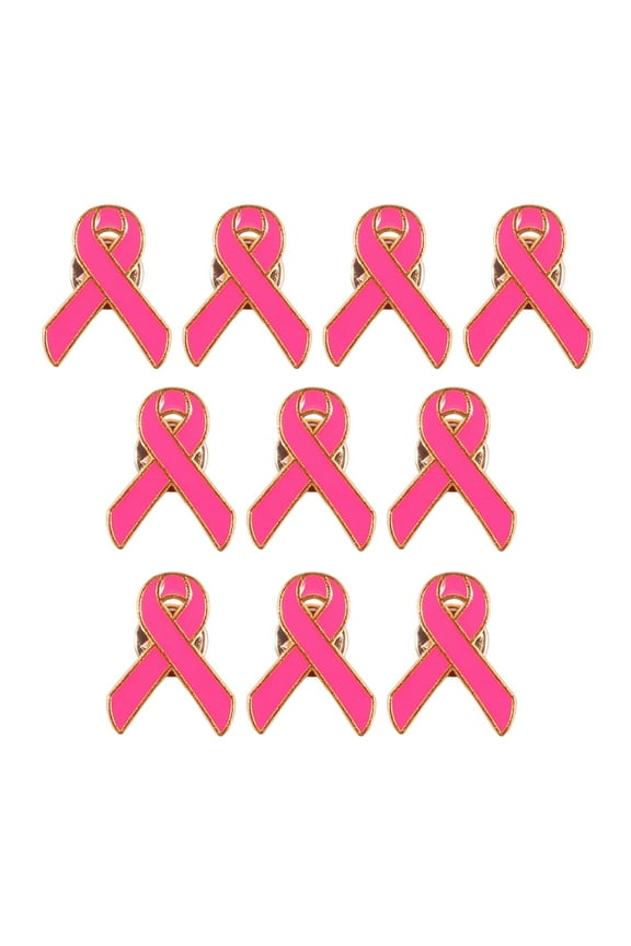 10 Pieces Breast Cancers Awareness Ribbon Brooch Pins Lapel Badge Accessory for Charity Event and Social Gatherings