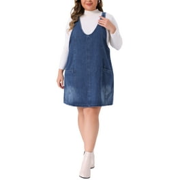 Agnes Orinda Plus Size Denim Overall Dress for Women Jeans Jumpers