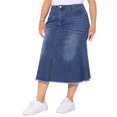thumbnail image 1 of Agnes Orinda Women's Plus Size Fishtail Jean Skirts Vintage High Waist Raw Hem Front Slit Casual Midi Denim Skirt with Pockets 4X Blue, 1 of 6