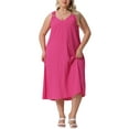 thumbnail image 1 of Agnes Orinda Women's Plus Size Summer Dress V Neck Sleeveless Sundresses Casual Maxi Tank Dresses 4X Hot Pink, 1 of 5