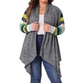 thumbnail image 1 of GRACE & GRANDEUR Women's Plus Size Halloween Outfits Cardigan Stripe Lightweight Sweater Outerwear 2X Dark Grey, 1 of 6