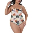 thumbnail image 1 of Agnes Orinda Women's Plus Size One Piece Swimsuit Adjustable Spaghetti Straps Floral Tropical Pattern Swimwear Beach Bathing Suits  1X Pink, 1 of 6