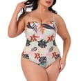 thumbnail image 1 of Agnes Orinda Women's Plus Size One-Piece Swimsuit Adjustable Spaghetti Straps Floral Tropical Pattern Swimwear Beach Bathing Suits  1X Pink, 1 of 9