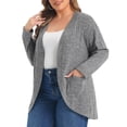 thumbnail image 1 of GRACE & GRANDEUR Women's Plus Size Open Front Cardigan Ribbed Knit Long Sleeve Casual Sweaters Cardigans with Pockets 1X Gray, 1 of 7