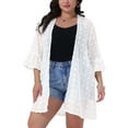 thumbnail image 1 of Agnes Orinda Women's Plus Size Summer Kimono Cardigans Half Sleeve Shrugs Open Front Casual Chiffon Tops 1X White, 1 of 6