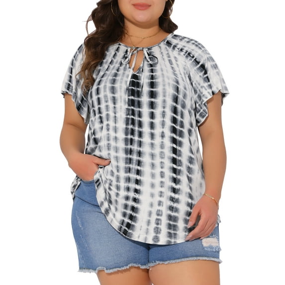 Trendy and Comfortable Plus Size Tie Dye Short Sleeve T-shirt for Women 3X Grey