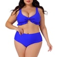 thumbnail image 1 of Agnes Orinda Women's Plus Size 2 Piece Swimsuits Tie High Waisted Ruffle Tummy Control Bathing Suits Swimwear 1X Royal Blue, 1 of 8