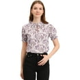 thumbnail image 1 of GRACE & GRANDEUR Women's Ruffle Tie Neck Casual Short Sleeve Floral Blouse, 1 of 7