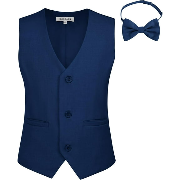 GRACE KARIN Boys 3 Button Formal Suit Vest with Tie