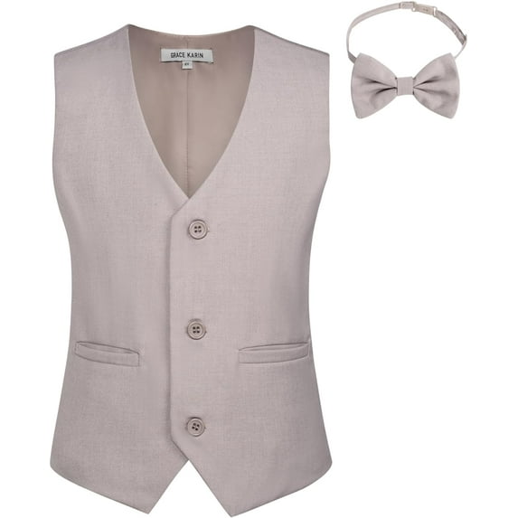 GRACE KARIN Boys 3 Button Formal Suit Vest with Tie