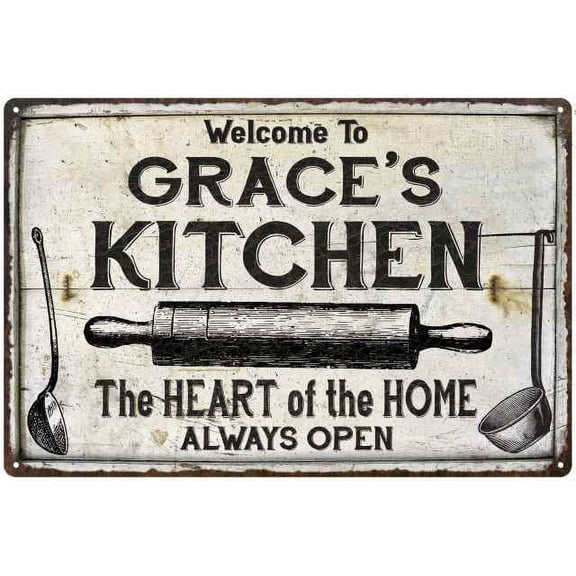 GRACE'S Kitchen Farmhouse Sign Gift 8x12 Metal 208120033117