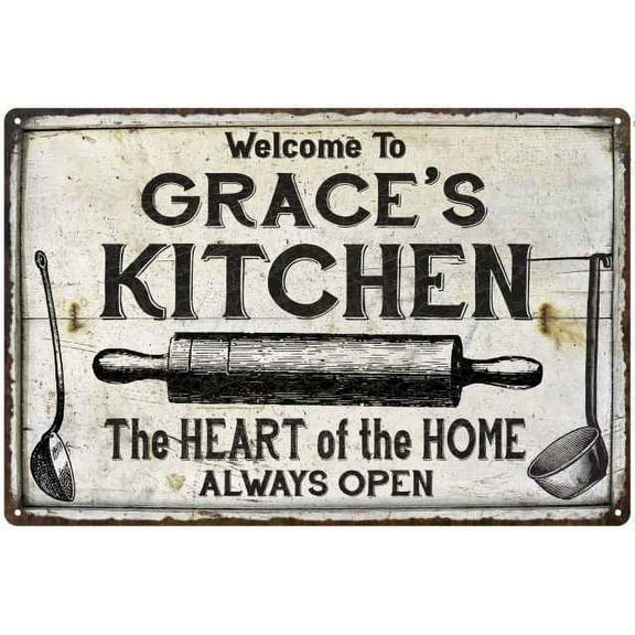 GRACE'S Kitchen Farmhouse Sign Gift Gift 12x18 Metal 112180033117