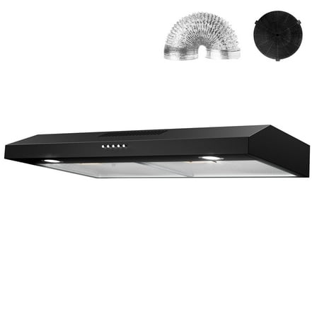 GRACEALL 30" Under Cabinet Range Hood Black, Ducted/Ductless Kitchen Hood, Campana Extractora para Cocina with Charcoal Filter
