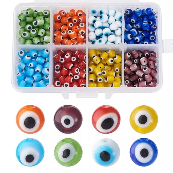 GRACEARA 1 Box 6mm Round 8 Colors Handmade Evil Eye Lampwork Beads Crafts about 500pcs