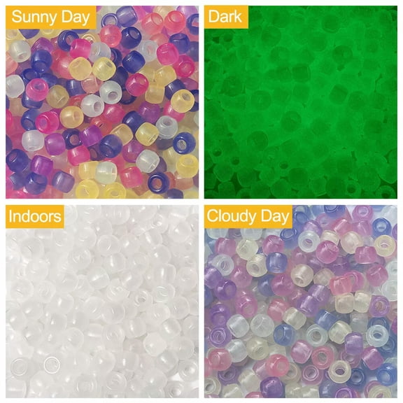 GRACEARA 1 Box UV Reactive Beads Plastic Resin Pony Luminous Resin European Beads 8x6mm
