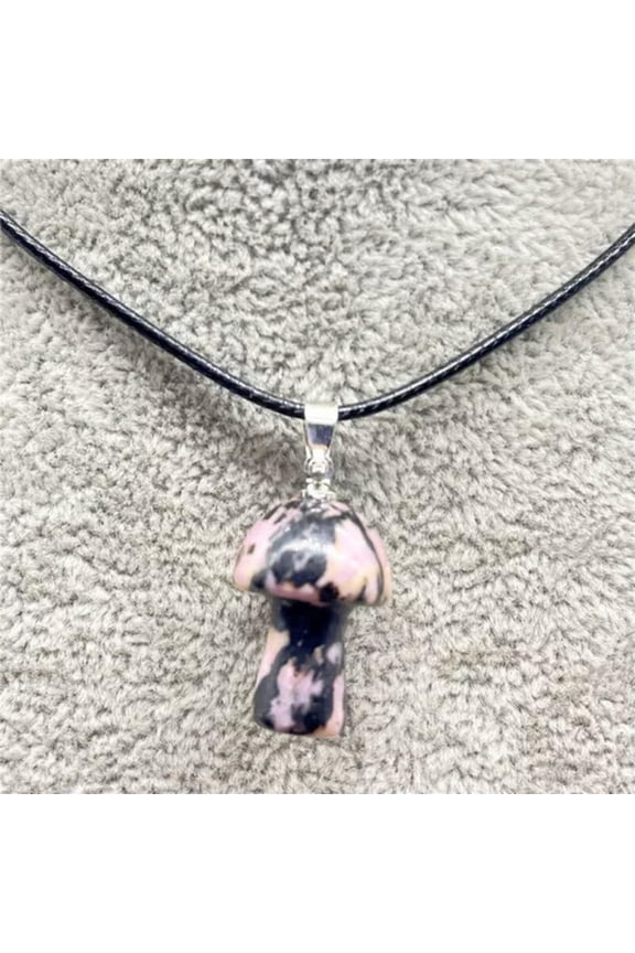 100pcs Natural Crystal Quartz Stone Mushroom Pendants Necklace Jewelry Making-Rhodochrosite