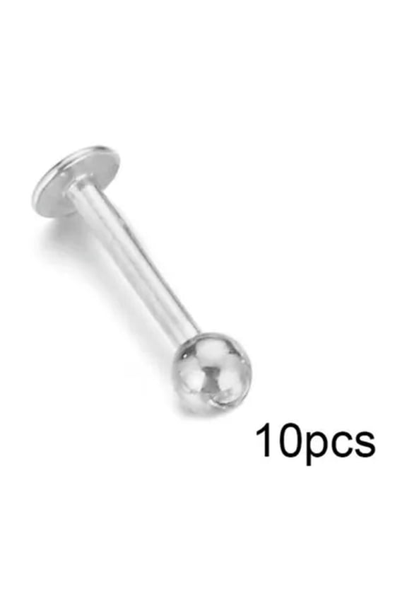 10PCS STAINLESS STEEL Labret Lip Studs Bar Ball Earring Tragus Piercing Jewelry