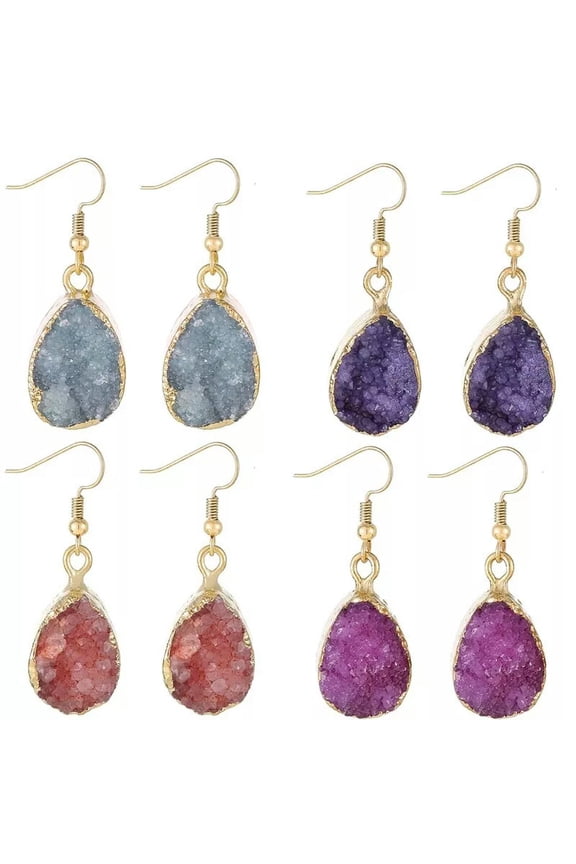 10pairs Mix color Agate Stone Quartz Drop Dangle Earrings for Women Healing