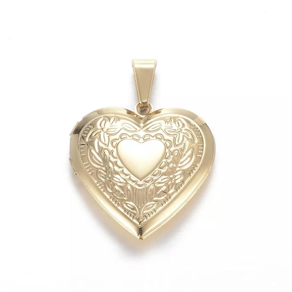 GRACEARA 10pcs Golden Stainless Steel Locket Heart Pendants For Jewelry Making 29x29x7mm