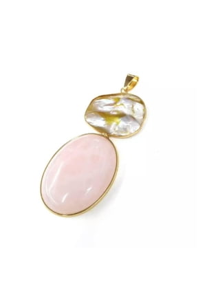 10pcs Natural Stone Agates with Shell Pendant Charms Pendants For DIY Necklace-Rose Quartz