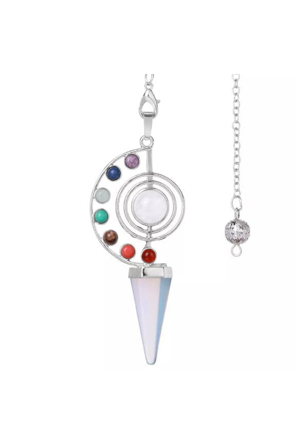 10pcs Opal Crystal Stone 7 Chakra Pendulum Healing Cone Pendant Reiki Amulet