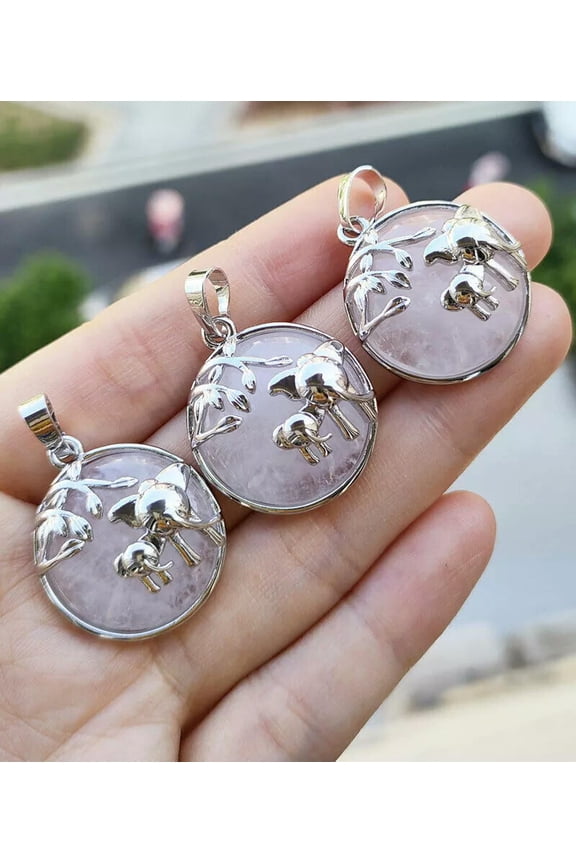 10pcs Rock Quartz Gems stone Elephant Pendants Prism Magic Reiki Healing Amulet